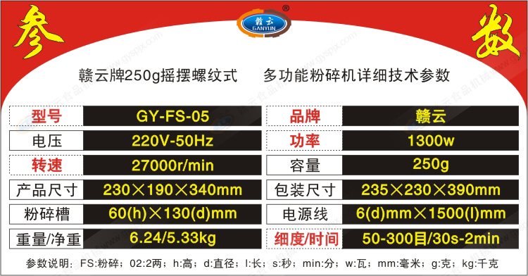 粉碎機技術參數(shù)