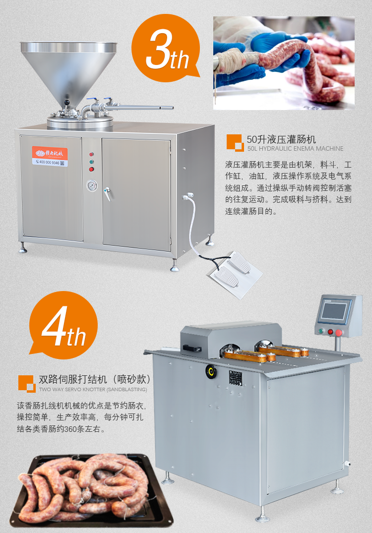 50長液壓灌腸機(jī)和雙路伺服打結(jié)機(jī)