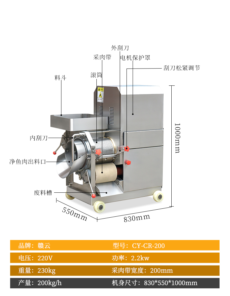 魚肉采肉機(jī)參數(shù)