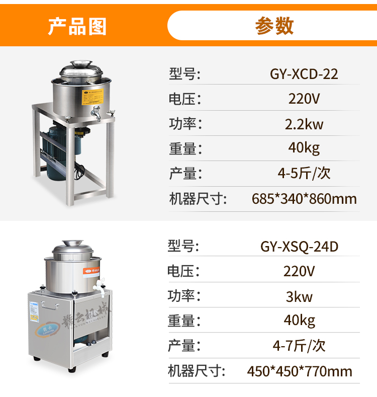 不同打漿機(jī)型號(hào)參數(shù)列表